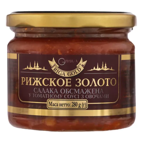 Салака обсмажена в томатному соусі з овочами Рижское золото с/б 280г