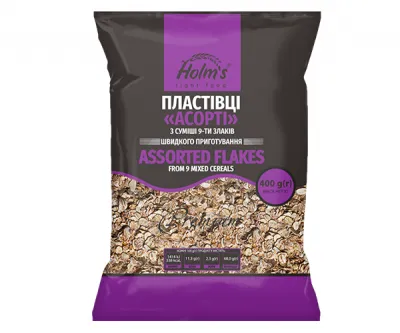 Пластівці "Асорті" з суміші 9-ти злаків HOLM'S light food 400 г