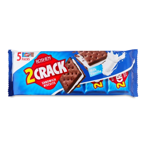 Печиво Затяжне Молочно-Ванільне з Начинкою, 2 Crack, Рошен, м/у, 190 г