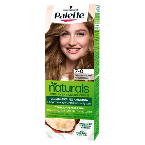 Фарба для волосся Palette Naturals без аміаку 7-0 середньо-русявий
