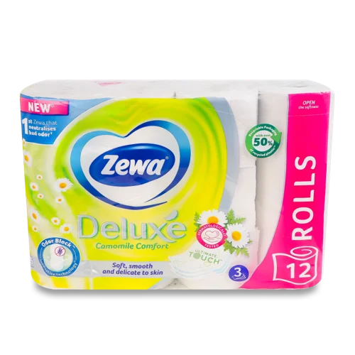 Туалетний Папір 3-Шаровий Camomile Comfort Deluxe Zewa, 12 шт