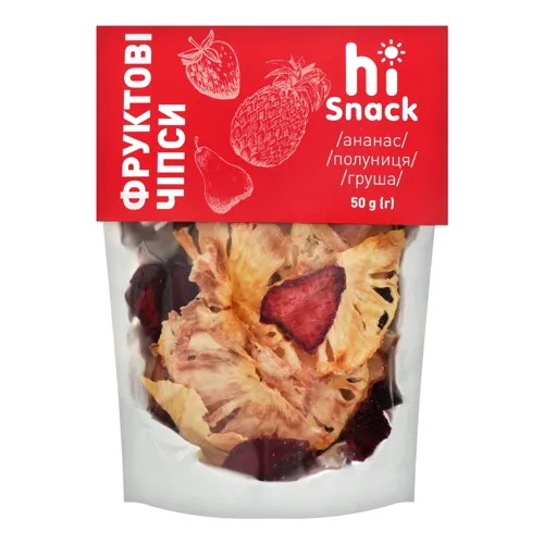Чіпси фруктові сушені Ананас-Груша-Полуниця hiSnack д/п 50г