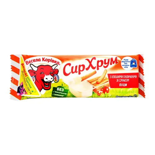 Сир 45% плавлений з хлібними паличками зі смаком піци СирХрум Весела корівка м/у 35г