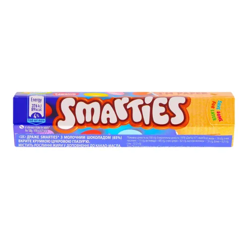 Драже з молочним шоколадом вкрите хрумкою цукровою глазур'ю Smarties 38г