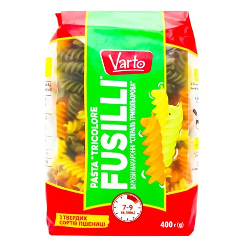 Вироби макаронні Спіраль трикольорова Varto 400г