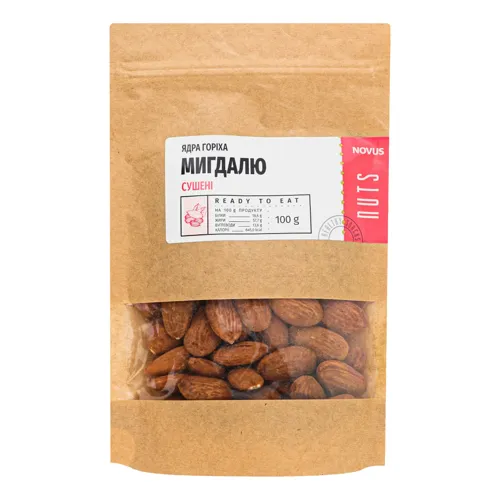 Ядра горіха мигдалю сушені Novus д/п 100г