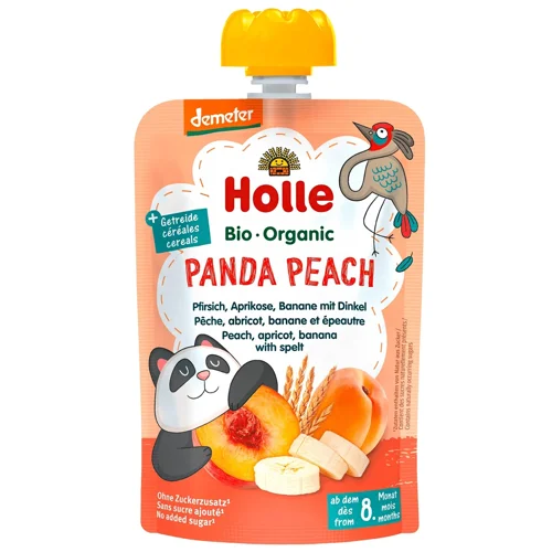 Пюре Holle Panda Peach персик банан абрикос спельта з 8 місяців 100 г