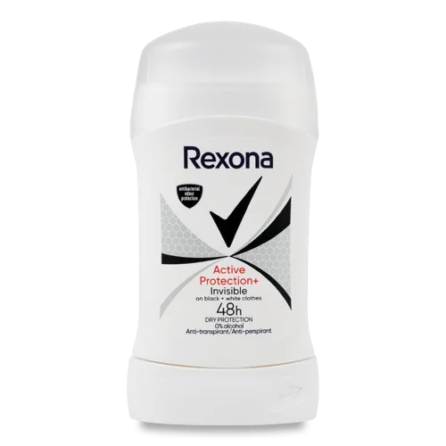 Антиперспірант-олівець Rexona Invisible on Black + White Clothes Active Protection, 50 мл