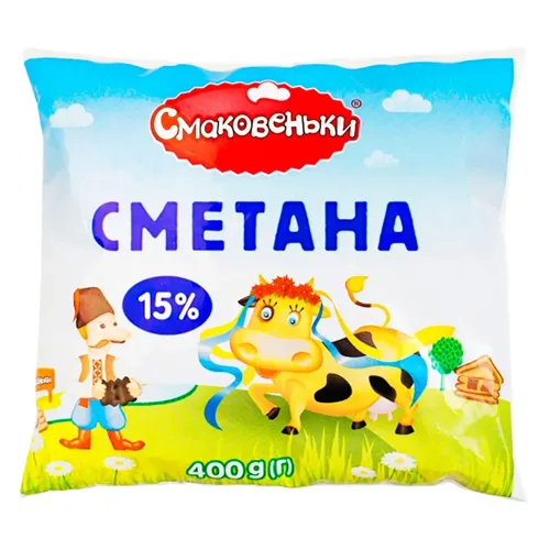 Сметана 15 % Смаковеньки 400г