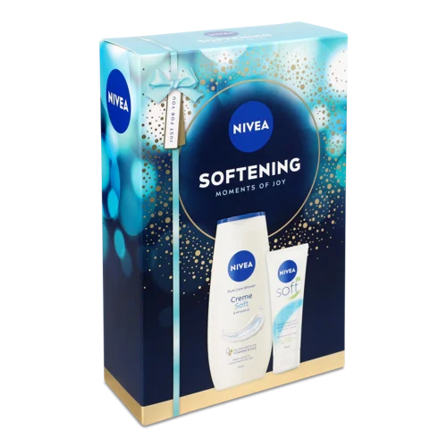 Косметичний Набір Softening Nivea, Гель для душу Creme Soft 250мл + Крем для обличчя, рук та тіла 75мл, с/б