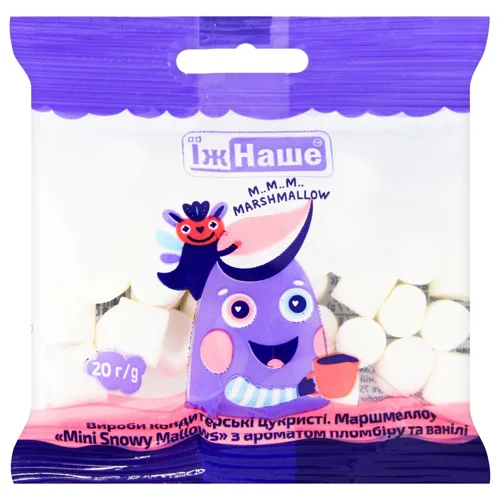 Маршмеллоу Їж Наше Mini Snowy Mallows з ароматом пломбіру та ванілі 20г