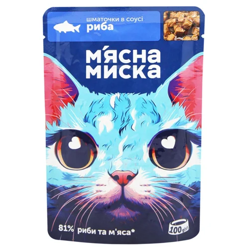Корм вологий М'ясна Миска з рибою для котів 100г