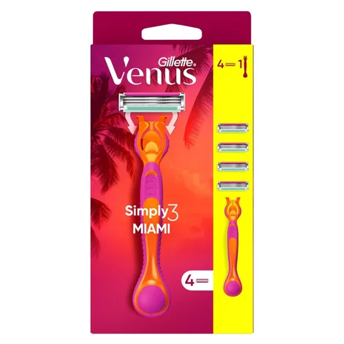 Бритва Venus Simply 3 Miami з 4 змінними картриджами