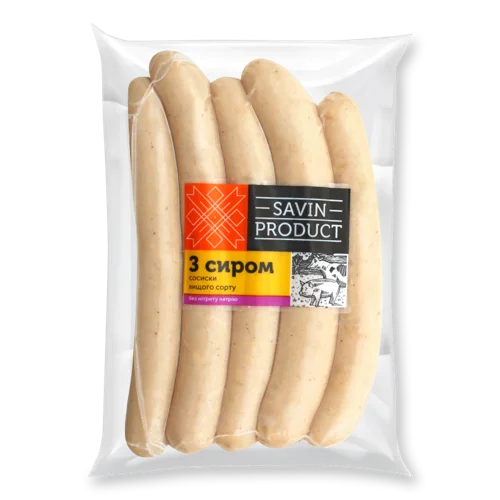 Сосиски З Сиром Савин Продукт Вищого Ґатунку в/у, кг
