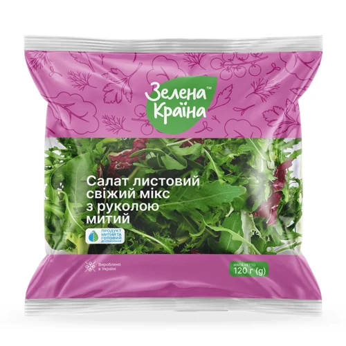 Салат листовий Зелена Країна свіжий мікс з руколою митий 120г