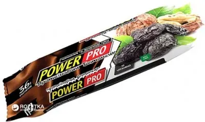 Батончик Power Pro 36% 60г горіх Nutella чорнослив і волоський горіх