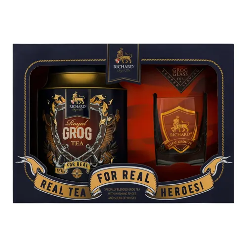 Набір чай чорний Royal Grog Tea 80г + склянка Richard