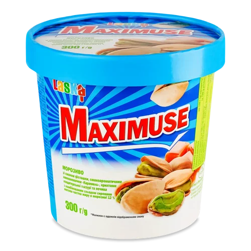 Морозиво 12% зі смаком "фісташка-карамель"Maximuse Laska ст 300г