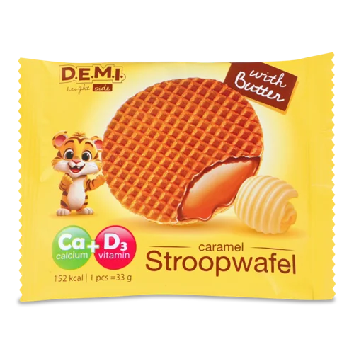Вафля з карамельною начинкою та вершковим маслом Stroopwafel D.E.M.I., 33 г