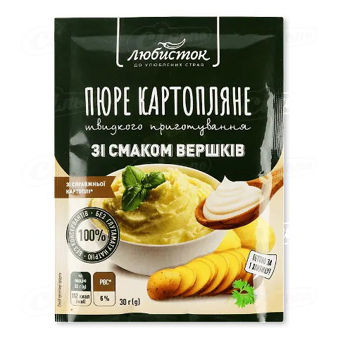 Пюре «Любисток» картопляне зі смаком вершків, 30г