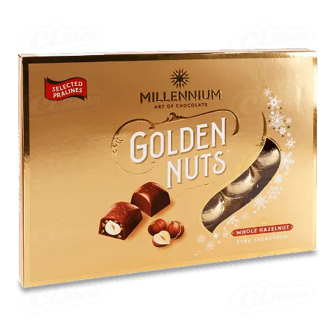 Цукерки Millennium Golden Nuts шоколадні з цілими горіхами 130г