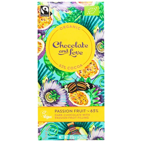 Органічний темний шоколад із маракуйєю - 65% какао ТМ Chocolate and Love 85 г