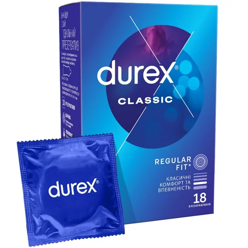 Презервативи Durex Classic латексні з силіконовою змазкою 18шт