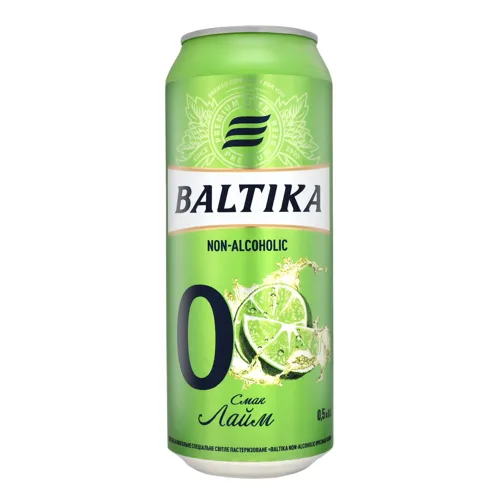Пиво спеціальне 0.5л 0.5% світле безалкогольне пастеризоване Лайм Non-alcoholic №0 Baltika з/б