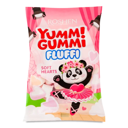 Цукерки Маршмелоу Soft Hearts Fluffi Yummi Gummi Roshen, в/ґ, 65 г