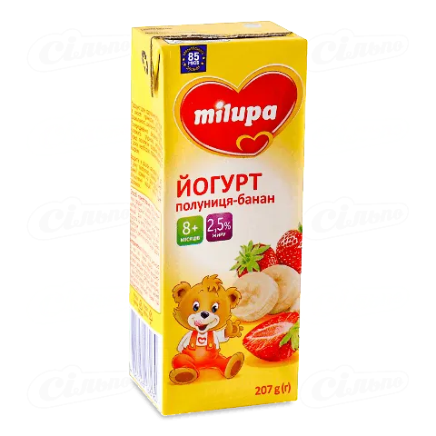Йогурт Milupa Полуниця-банан 2,5% 207г