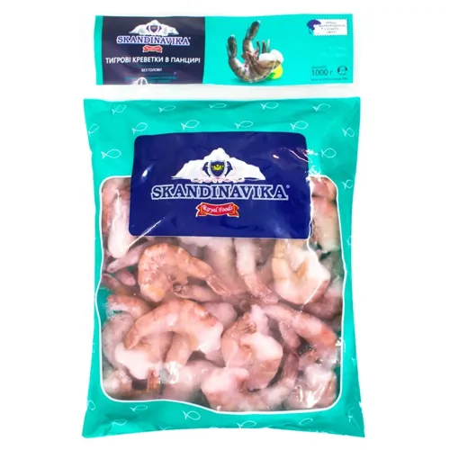 Креветки Skandinavika Тигрові в панцирі без голови свіжоморожені 21/25 1кг