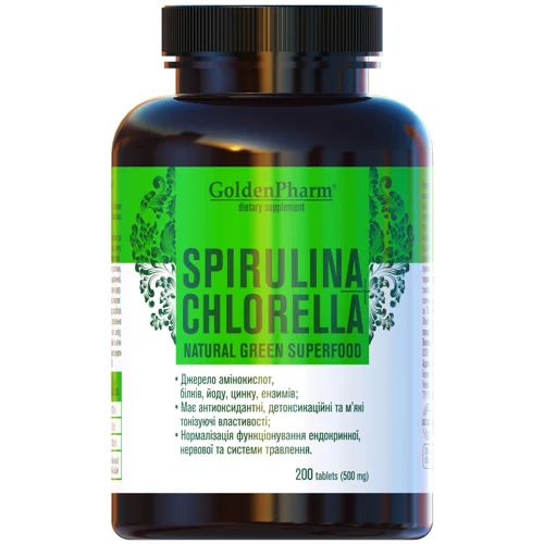 Вітамінний комплекс Golden Pharm Spirulina + Chlorella 200шт
