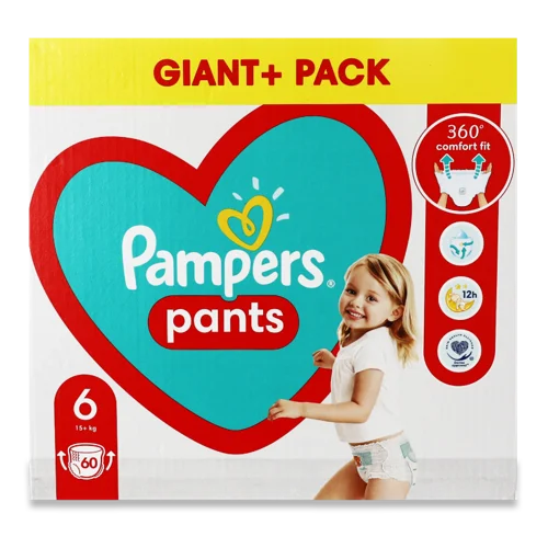 Дитячі Трусики-підгузники Pampers 15 кг+, 6 шт, 60 шт, в/ґ