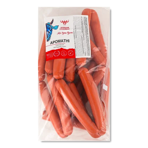 Сосиски Варено-Копчені Ароматні, Український М'ясокомбінат, 1 кг