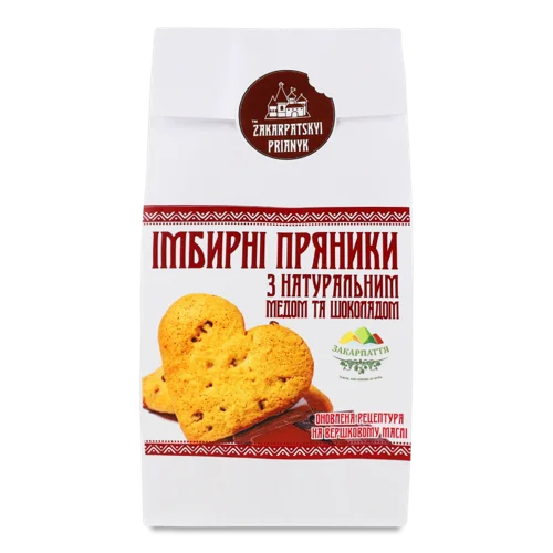 Пряники Імбирні З Натуральним Медом Та Шоколадом, в/ґ, 0.18 кг