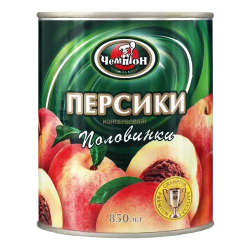 Персики половинки Чемпіон з залізній банці 850мл