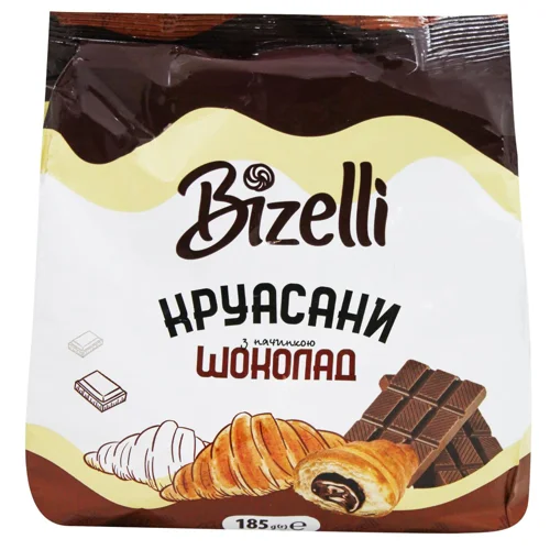 Круасани Bizelli з шоколадною начинкою 185г
