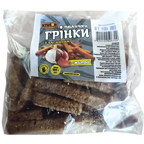 Грінки-палочки житні Kruton з часником 100г