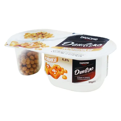 Йогурт Даніссімо Fantasia з кульками зі смаком солоної карамелі 6,8% 99г