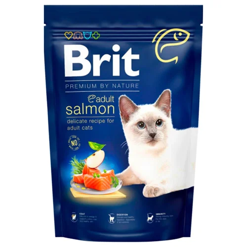 Корм сухий Brit Premium з лососем для котів 1,5кг