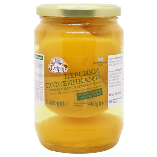 Персик Delphi консервований у сиропі 720мл