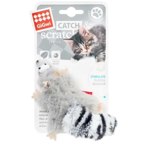 Іграшка для котів GiGwi Catch&Scratch Єнот з котячої м'ятою 8см