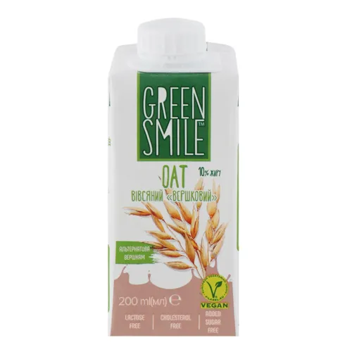 Напій вівсяний 10% ультрапастеризований збагачений кальцієм Вершковий Green Smile т/п 200мл