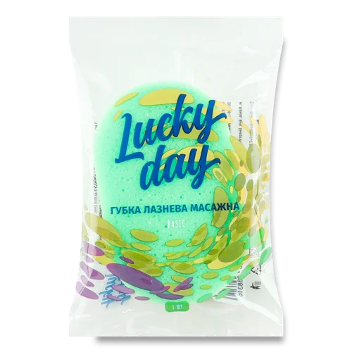 Губка Банна Масажна Basic Lucky Day, 1 шт, м'яка та абразивна