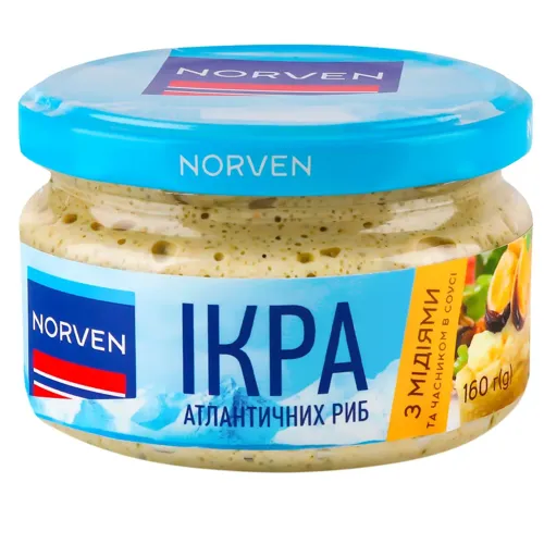 Ікра атлантичних риб Norven з мідіями та часником 160г