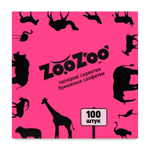 Серветки ZooZoo Рожеві 1-шар, 24x23 см, 100 шт