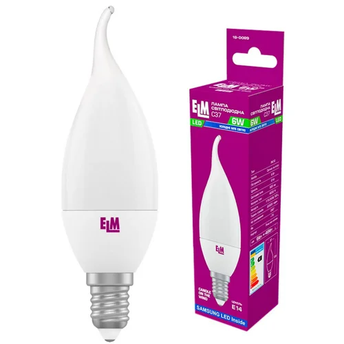 Лампа ELM Led свічка на вітрі 6W PA10 E14 4000 18-0089