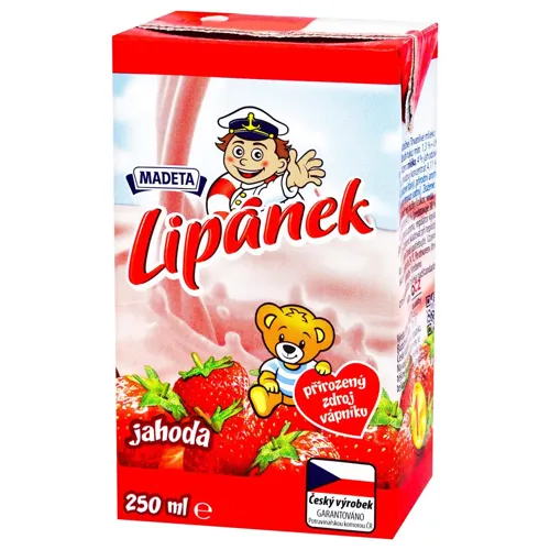 Молоко Madeta Lipanek ультрапастеризоване зі смаком полуниці 1,3% 250мл