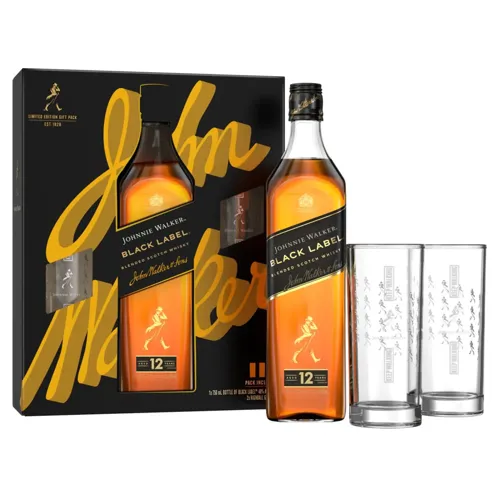 Віскі Johnnie Walker Black Label 12 років 40% 0,7л + 2 стакани