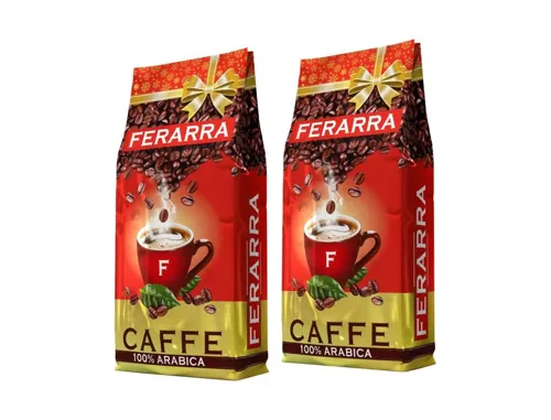 Упаковка кави в зернах Ferarra Caffe 100% Arabica з клапаном 1 кг х 2 шт.